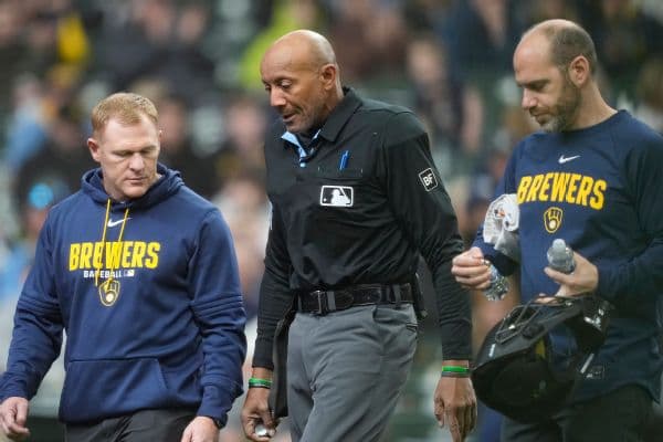 Umpire C.B. Bucknor Forced to Exit Rays-Brewers Game After Taking Foul Tip to Mask