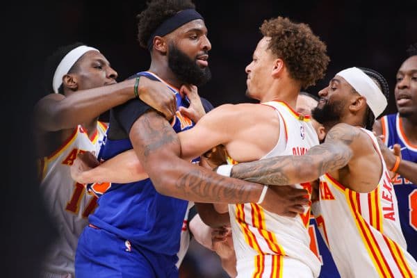 Dyson Daniels and Mitchell Robinson Ejected as Knicks Set Playoff Record in Game 6 Blowout